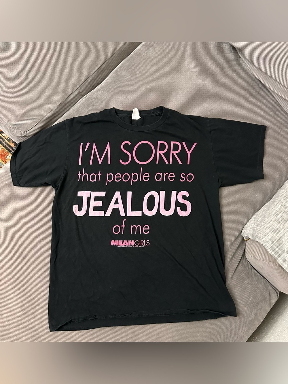 Rare Mean Girls Movie Promo T-shirt Large Movie Quote Short Sleeve Black Pink - Picture 1 of 8